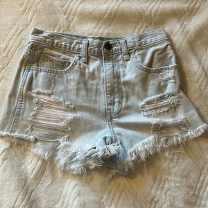 Cute summer jean shorts, distress washed